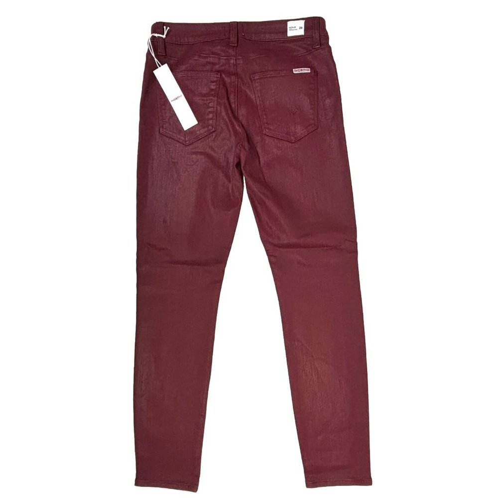 Hudson Los Angeles Natalie Super Skinny Pants Red Waxy Coated Jean Womens 28 NWT - Picture 3 of 10